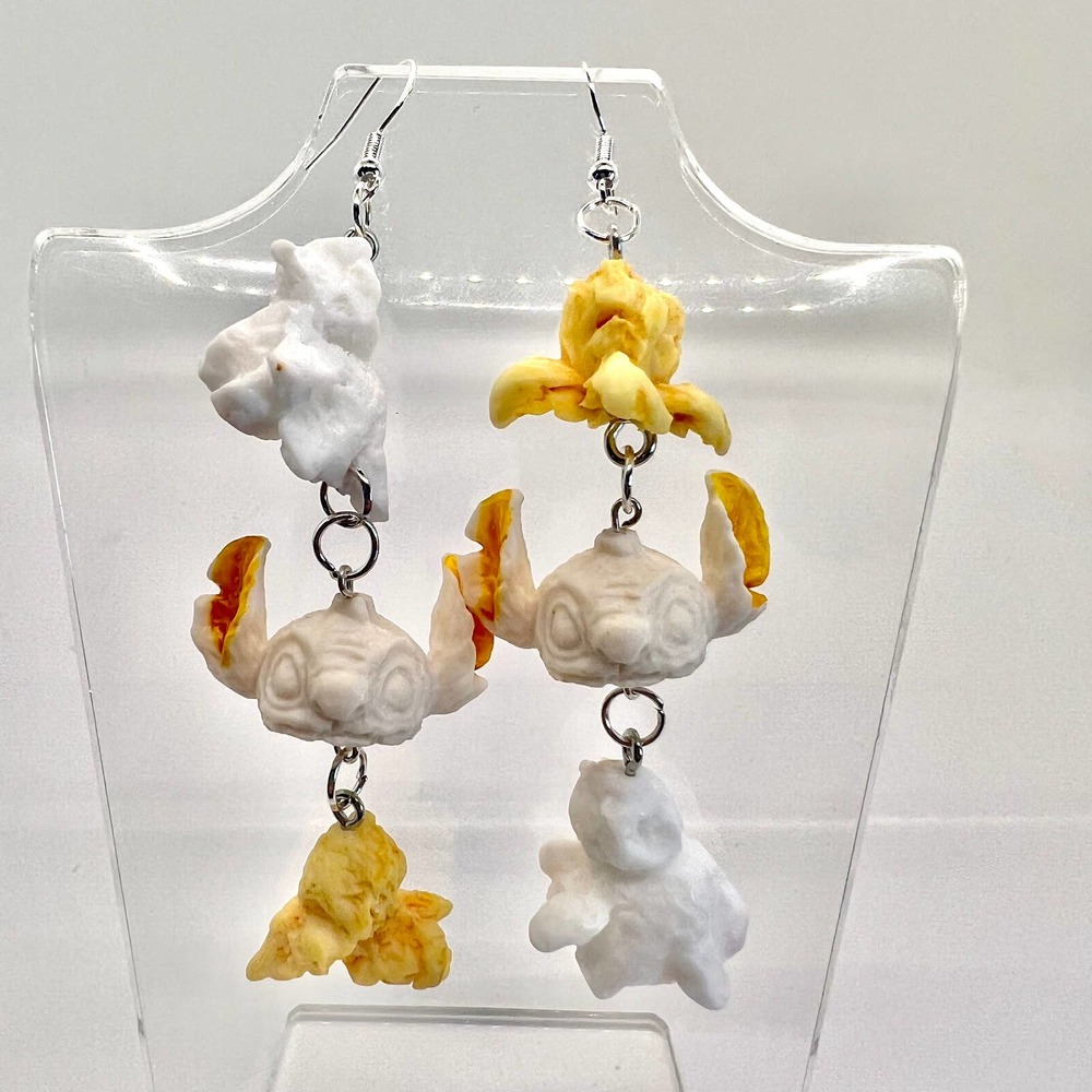 Disney Popcorn Chain Earrings - Mickey Stitch Dumbo Minnie Alien - Food Earrings